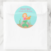 Dank u Zeemeermin Meisjes Verjaardagsfeestje Stick Ronde Sticker (Tas)