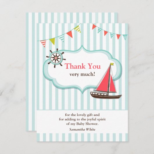 Dank u Zeilen Baby shower Platte Kaart (Voorkant / Achterkant)