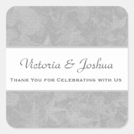 Dank u Zilver gedempte bladeren V23 Vierkante Sticker