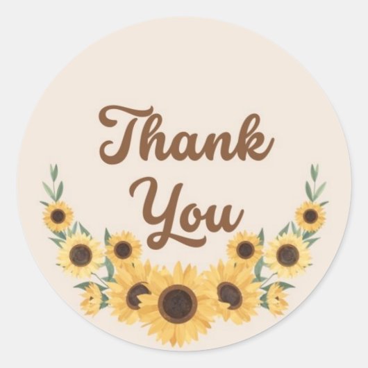 Dank u Zonnebloem krans cirkel Ronde Sticker (Voorkant)
