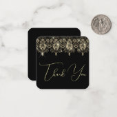 Dank u zwart goud kant elegante sprankle look notitiekaartje (Voorkant / Achterkant in situ)