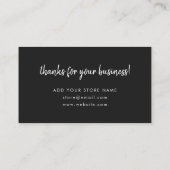 Dank u, zwart | Moderne minimalistische handgeschr Kortingskaartje (Achterkant)