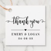 Dank u zwart script bruiloft monogram bedankjes labels (Voorkant)