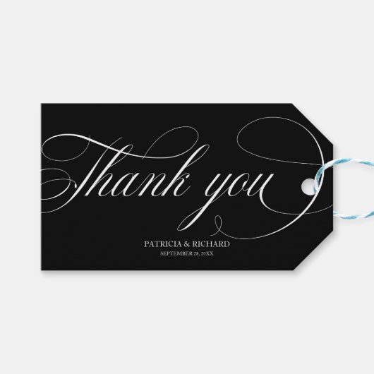 Dank u - Zwart-wit bruiloft gunst Labels Cadeaulabel (Voorkant (Horizontaal))