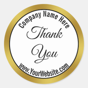 Dank u Zwart Wit Goud Bedrijfsnaam Website Ronde Sticker