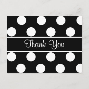 Dank u zwart-wit Polka Dot Briefkaart