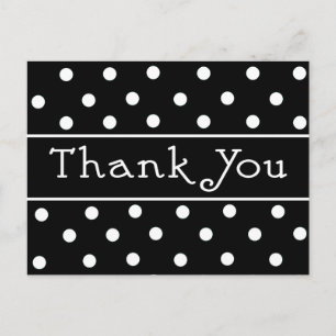 Dank u Zwart & Wit Polka Dot Pattern Briefkaart