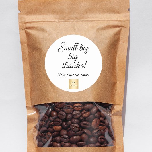 Dank u zwart wit script business logo ronde sticker