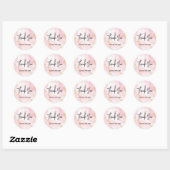 Dank Uw Elegante Roze Waterverf Marmer Ronde Sticker (Vel)