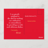 Dank voor kerstmaaltijd  briefkaart (Achterkant)