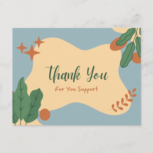 Dank voor uw steun  briefkaart (Voorkant)