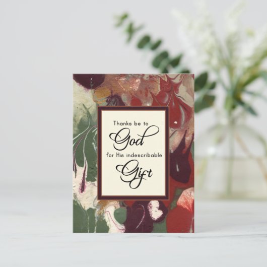 Dank zij God voor Zijn Geschenk Kerstmis Briefkaart (Staand voorkant)