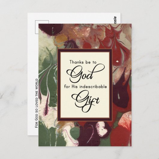 Dank zij God voor Zijn Geschenk Kerstmis Briefkaart (Voorkant / Achterkant)