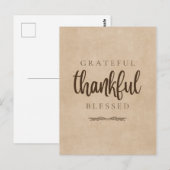 Dankbaar Bedankt Gezegend Bruin Briefkaart (Voorkant / Achterkant)