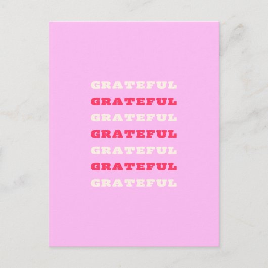 Dankbaar, Dank, Dankbaarheid Citaat, Roze, Vakanti Briefkaart (Voorkant)