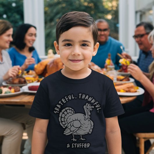 Dankbaar, dankbaar, en gevulde Turkije Thanksgivin Tri-Blend Shirt