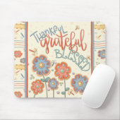 Dankbaar dankbaar gezegend bloemig libel plezier muismat (Met muis)