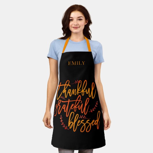 dankbaar dankbaar gezegende naam Sinaasappel geel Schort (Gedragen)