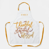 dankbaar dankbaar gezegende naam terracotta wit schort (Voorkant)