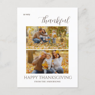 Dankbaar Elegant Happy thanksgiving familie 2 foto Feestdagenkaart