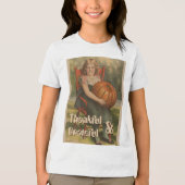 Dankbaar en dankbaar |  meisje met pompoen Tri-Blend shirt (Voorkant)