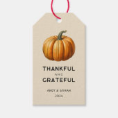Dankbaar en dankbaar Thanksgiving label Cadeaulabel (Voorkant)