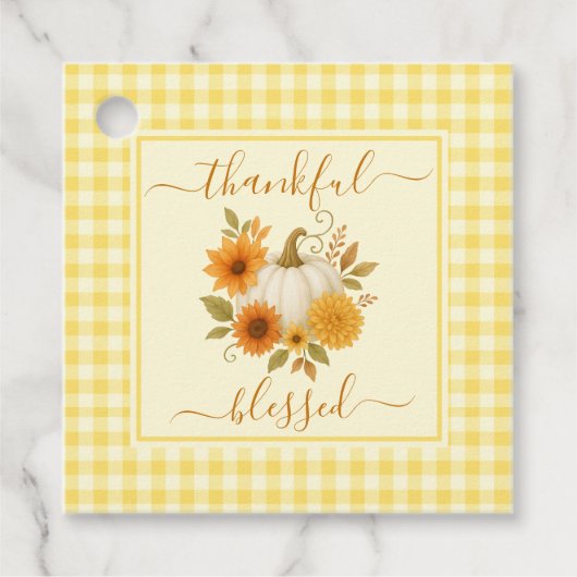 Dankbaar en gezegend pompoen | Herfst Thanksgiving Bedankjes Labels (Voorkant)