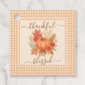 Dankbaar en gezegend pompoen | Herfst Thanksgiving Bedankjes Labels (Voorkant)