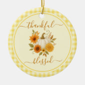 Dankbaar en gezegend pompoen | Herfst Thanksgiving Keramisch Ornament (Voorkant)
