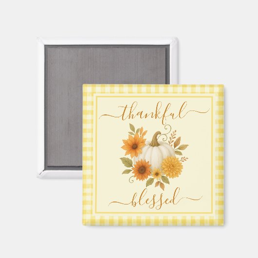 Dankbaar en gezegend pompoen | Herfst Thanksgiving Magneet (Voorkant / Achterkant)
