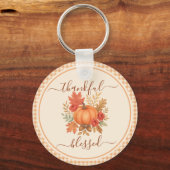 Dankbaar en gezegend pompoen | Herfst Thanksgiving Sleutelhanger (Achterkant)