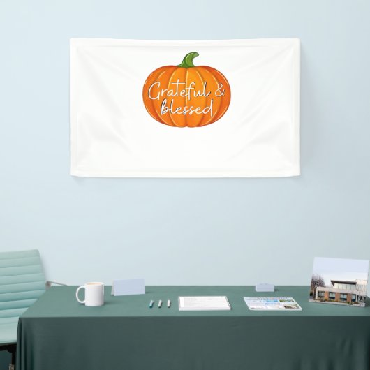Dankbaar en gezegend - Pompoen Herfst Thanksgiving Spandoek (Beurs)