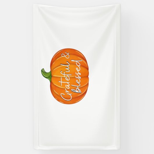 Dankbaar en gezegend - Pompoen Herfst Thanksgiving Spandoek (Verticaal)