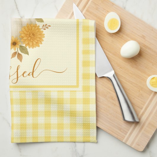 Dankbaar en gezegend pompoen | Herfst Thanksgiving Theedoek (Quarter Fold)