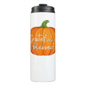 Dankbaar en gezegend - Pompoen Herfst Thanksgiving Thermosbeker (Voorkant)