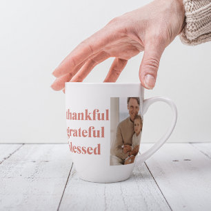 Dankbaar, gezegend Aangepaste drie foto's Latte Mok