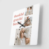 Dankbaar, gezegend | Aangepaste drie foto's Vierkante Klok (Hoek)