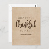 Dankbaar Gezegend Bruin Briefkaart (Voorkant / Achterkant)