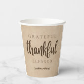 Dankbaar Gezegend Bruin Papieren Bekers (Achterkant)