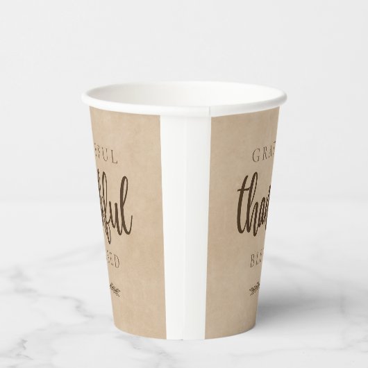 Dankbaar Gezegend Bruin Papieren Bekers (Rechts)