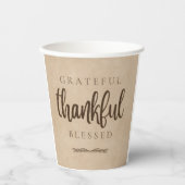 Dankbaar Gezegend Bruin Papieren Bekers (Voorkant)