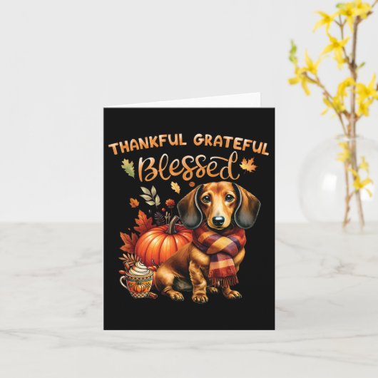 Dankbaar Gezegend Dachshund Hond Herfst Y'all Kaart (Gele Bloem)