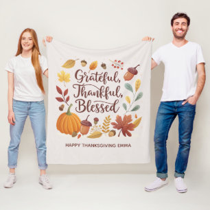 Dankbaar Gezegend Dankzegging Herfst Fleece Deken
