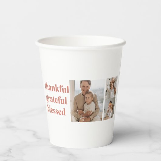 Dankbaar, gezegend | Drie fotocollage Papieren Bekers (Achterkant)