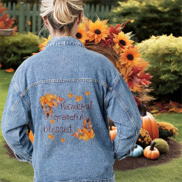 Dankbaar Gezegend Herfst Bladeren Denim Jacket