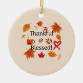 Dankbaar & Gezegend Herfst Ontwerp Keramisch Ornament (Voorkant)