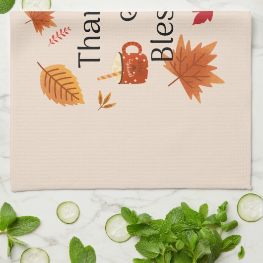 Dankbaar & Gezegend Herfst Ontwerp Theedoek (Gevouwen)