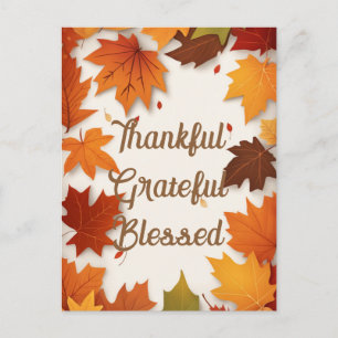 Dankbaar Gezegend Herfstblad Thanksgiving Feestdagenkaart