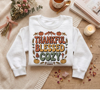 Dankbaar, gezegend, knus. Thanksgiving ontwerp Trui