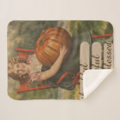 Dankbaar, gezegend | Meisje met pompoen Sherpa Deken (Voorkant (horizontaal))